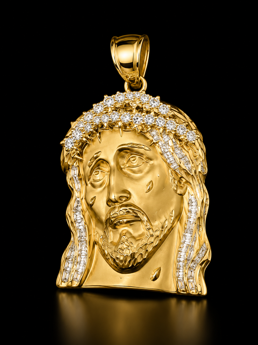 14K GOLD DIAMOND "JESUS FACE" PENDANT
