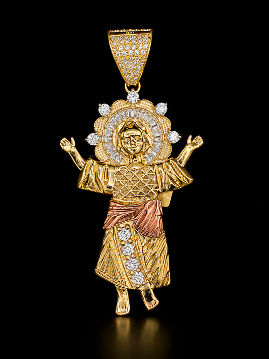 14K GOLD "DIVINO NINO" DIAMOND CUT PENDANT