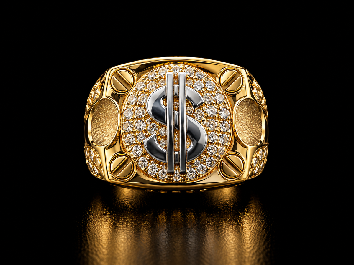 14K DIAMOND DOLLAR SIGN RING