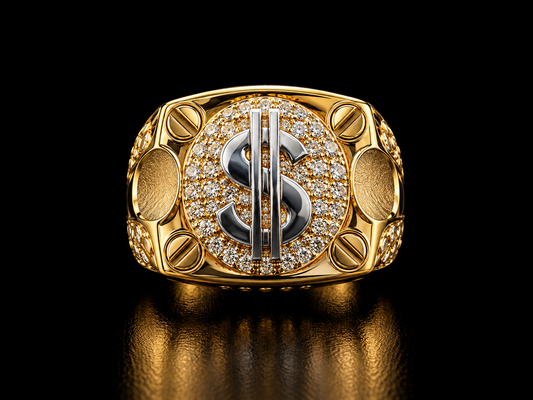 14K DIAMOND DOLLAR SIGN RING