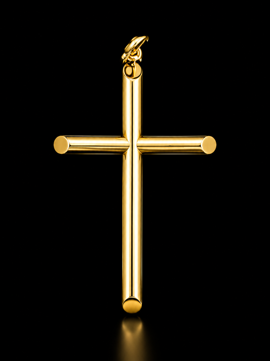 14K GOLD "TUBULAR CROSS" PENDANT