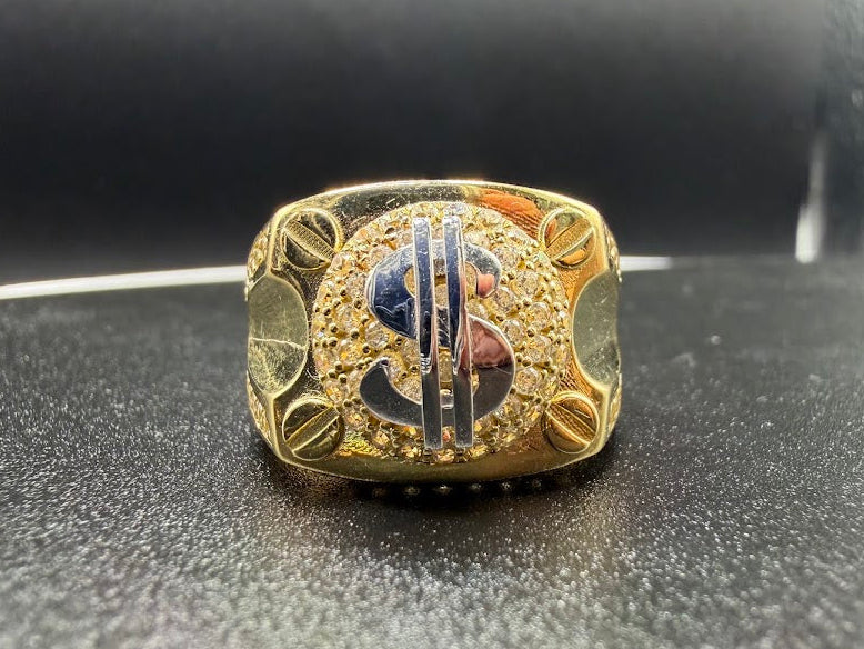 14K DIAMOND DOLLAR SIGN RING