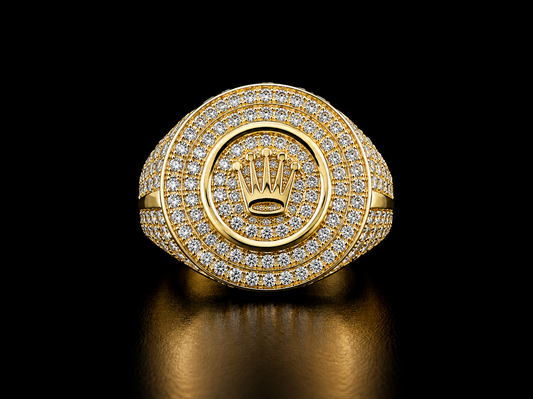14K DIAMOND CROWN MEDALLION RING