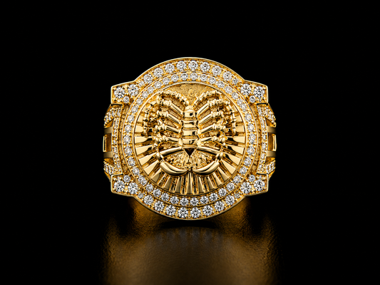14K DIAMOND SCORPION MEDALLION RING