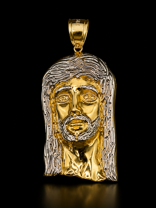 14K TWO TONE GOLD "JESUS FACE PENDANT"